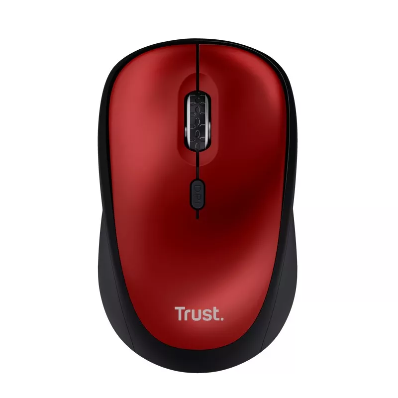 Trust Yvi Eco Wireless Silent Mouse - Red, 8m 2.4GHz, Micro receiver, 800-1600 dpi, 4 button, AA battery, USB фото