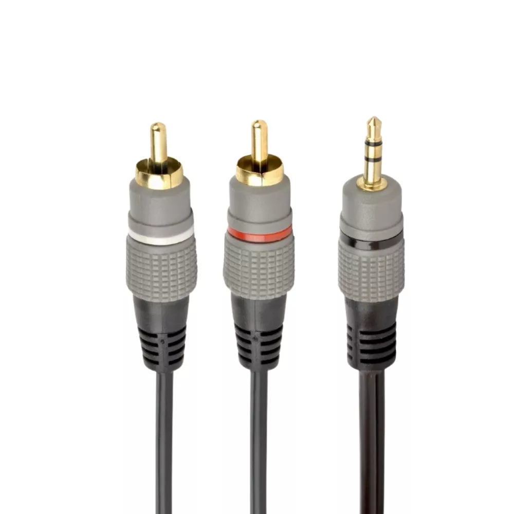 Audio cable 3.5mm-RCA - 5m - Cablexpert CCA-352-5M, 3.5 mm stereo plug to 2*RCA plugs 5m cable, gold-plated connectors, 5m фото