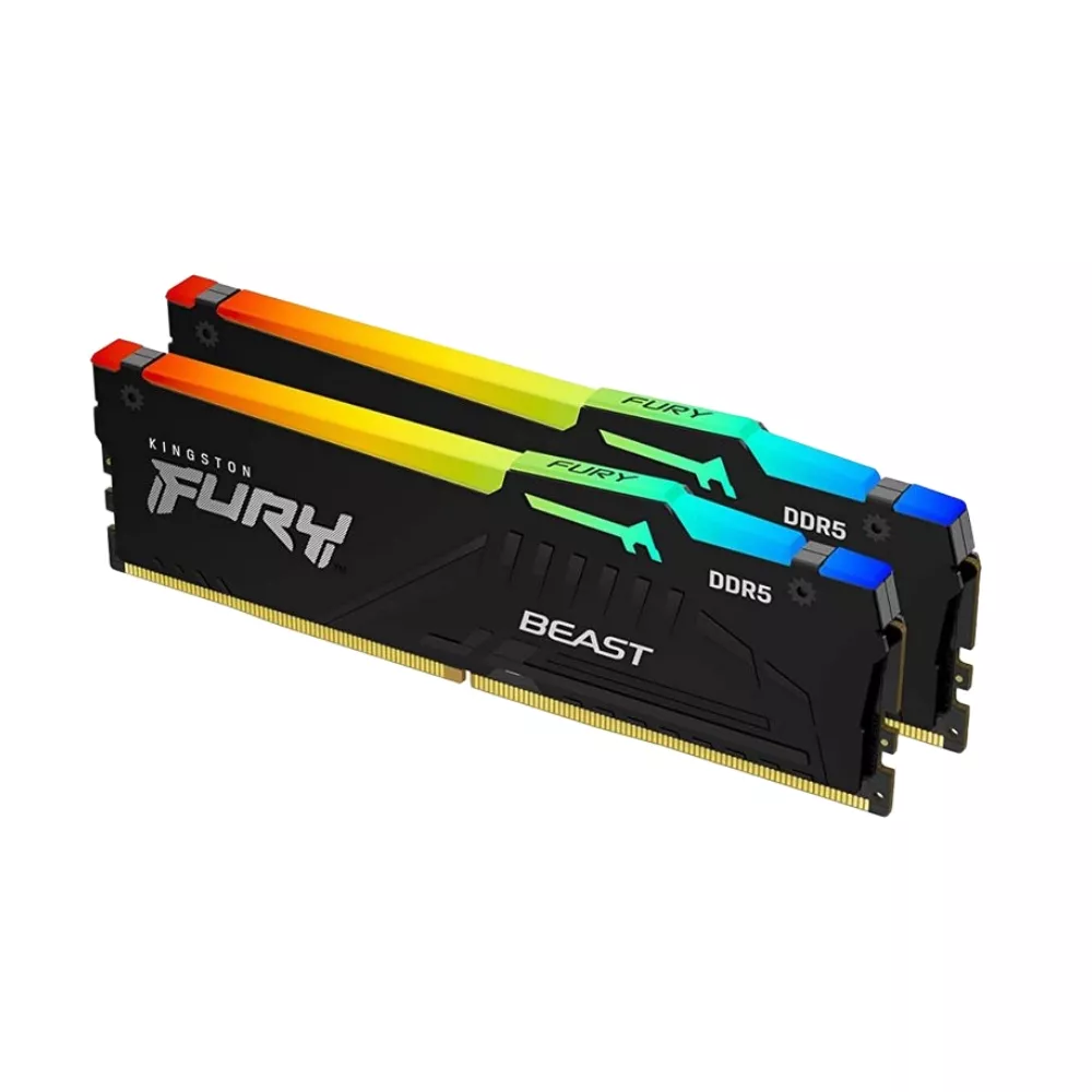 32GB DDR5-5600MHz Kingston FURY Beast RGB (Kit of 2x16GB) (KF556C40BBAK2-32), CL40-40-40, 1.25V,Blk фото