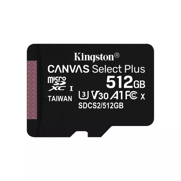 512GB microSD Class10 A1 UHS-I SD adapter Kingston Canvas Select Plus, 600x, Up to: 100MB/s фото
