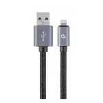 Cable 8-pin Cotton braided - 1.8m - Cablexpert CCB-mUSB2B-AMLM-6, Black, Professional series, USB 2. фото