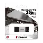 256GB USB-С3.2 Kingston DataTraveler 80 DT80/256GB, Black/Silver, USB-C, Cap design, Stylish and slim metal