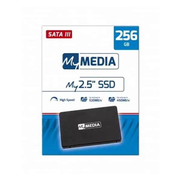 2.5" SSD 256GB MyMedia (by Verbatim), SATAIII, Sequential Reads: 520 MB/s, Sequential Writes: 450 MB/s, Maximum Random 4k: Read: 31,000 IOPS / Write фото
