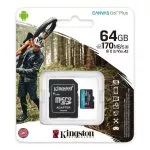 64GB microSD Class10 UHS-I U3 (V30) Kingston Canvas Cangas Go Plus (SDCG3/64GB), Ultimate, Read: 170Mb/s, Write: 70Mb/s, Ideal for Android mobile dev фото