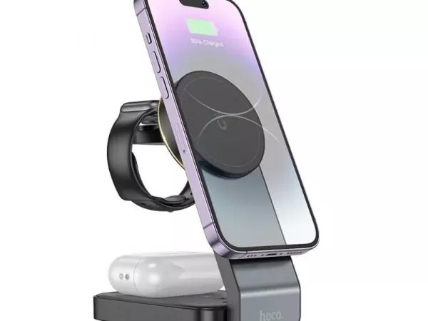 HOCO CQ3 Motorcycle folding 3-in-1 magnetic wireless fast charger фото
