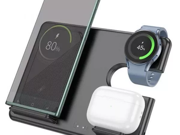 HOCO CQ2 Flash folding 3-in-1 wireless fast charger (SAMSUNG Watch) фото