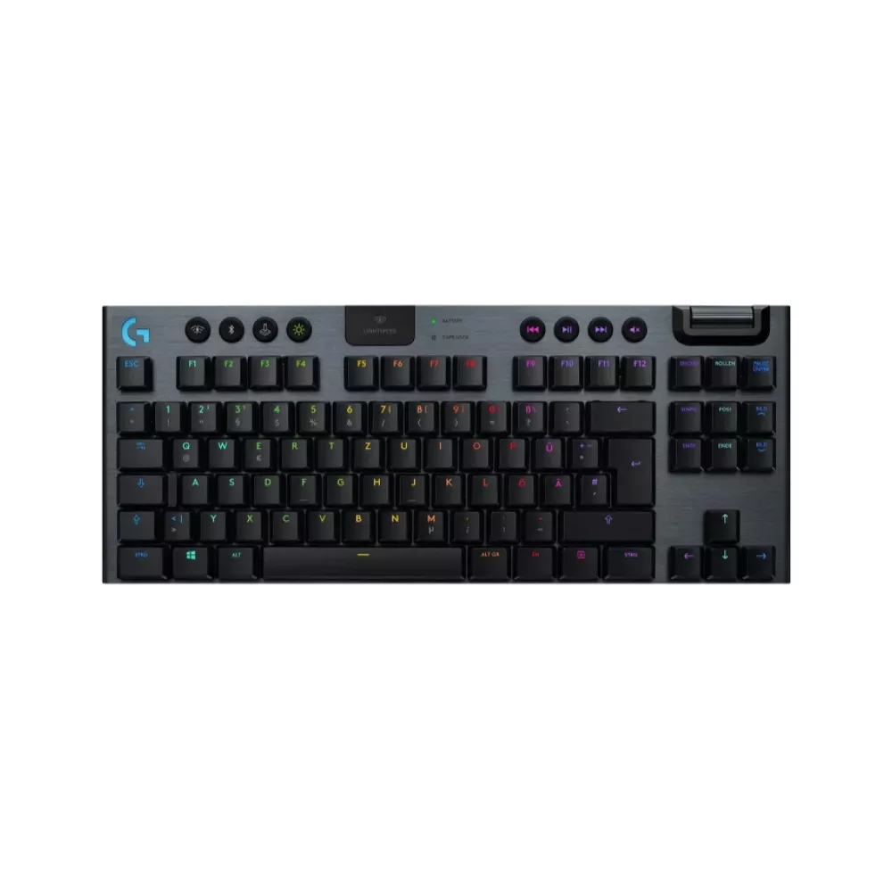 Gaming Wireless Keyboard Logitech G915 TKL, Mechanical, Ultra thin, GL Tactile, Aluminum, Media сontrols, Volume roller, RGB, 2.4GHz BT, EN, Carbon фото