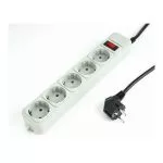 Gembird Surge Protector SPG3-B-10C, 5 Sockets, 3m, up to 250V AC, 16 A, safety class IP20, Grey фото