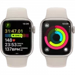 Apple Watch Series 9 GPS, 41mm Starlight Aluminium Case with Starlight Sport Band - S/M,MR8T3 фото