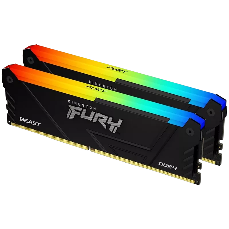 64GB DDR4-3200MHz Kingston FURY Beast RGB (Kit of 2x32GB) (KF432C16BB2AK2/64), CL16, 1.35V, Blk фото