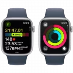Apple Watch Series 9 GPS, 41mm Silver Aluminium Case with Storm Blue Sport Band - S/M,Model MR903 фото