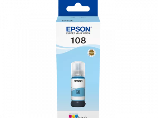 Ink Epson C13T09C54A, 108 EcoTank Light Cyan ink bottle фото