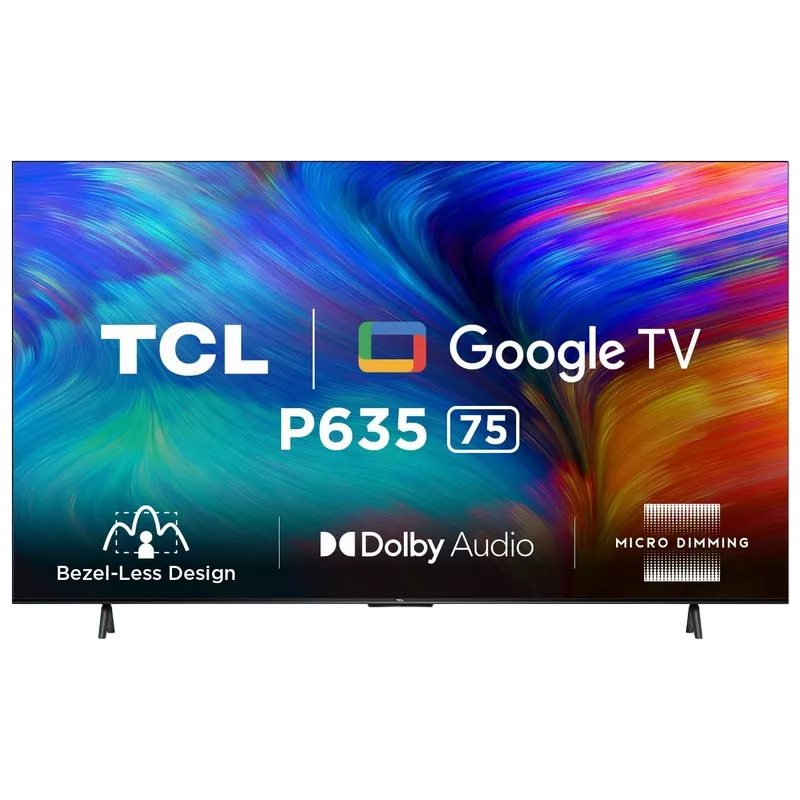 213039 75" TCL 75P635, Real 4K, 3840x2160, Google TV, Black