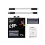 500GB ADATA Portable Elite SSD SE880 Titanium, USB-C 3.2 (64.8x35x12.3mm, 31g, R/W:2000/2000MB/s) фото