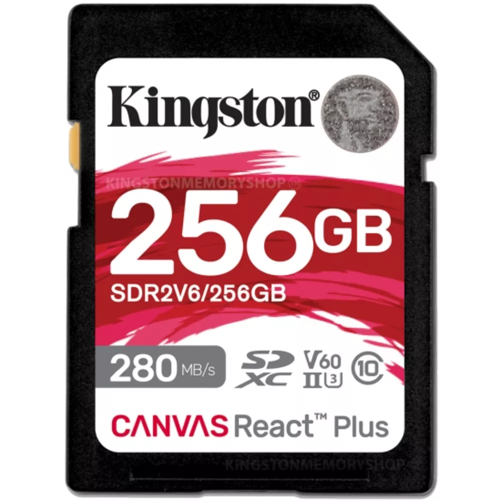 256GB SD Class10 UHS-II U3 (V60) Kingston Canvas React Plus V60, Ultimate, Read: 280Mb/s, Write: 100Mb/s, Capture 4K Ultra-HD high-speed shots withou фото