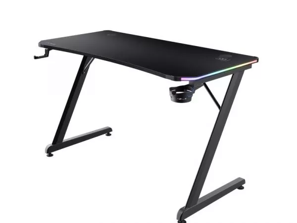 Trust Gaming RGB Desk GXT 709 LUMINUS,120x60cm, FSC®-certified wood with anti-scratch top layer with carbon look, edge-integrated RGB LED lighting, on фото