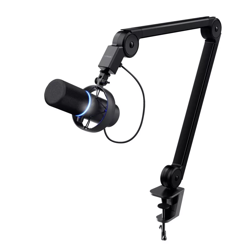 Trust GXT 255 ONYX professional studio-grade microphone with arm, shock mount, pop filter, adjustable LED lighting rin, Echo cancellation, Cardioid, фото