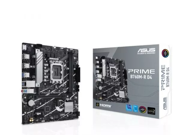 ASUS PRIME B760M-R D4, Socket 1700, Intel® B760 (14/13/12th Gen CPU), Dual 2xDDR4-5333, HDMI, CPU Intel graphics, 1xPCIe X16 4.0, 4xSATA3, RAID, 2xM.2 фото