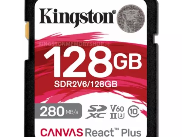 128GB SD Class10 UHS-II U3 (V60) Kingston Canvas React Plus V60, Ultimate, Read: 280Mb/s, Write: 100Mb/s, Capture 4K Ultra-HD high-speed shots withou фото