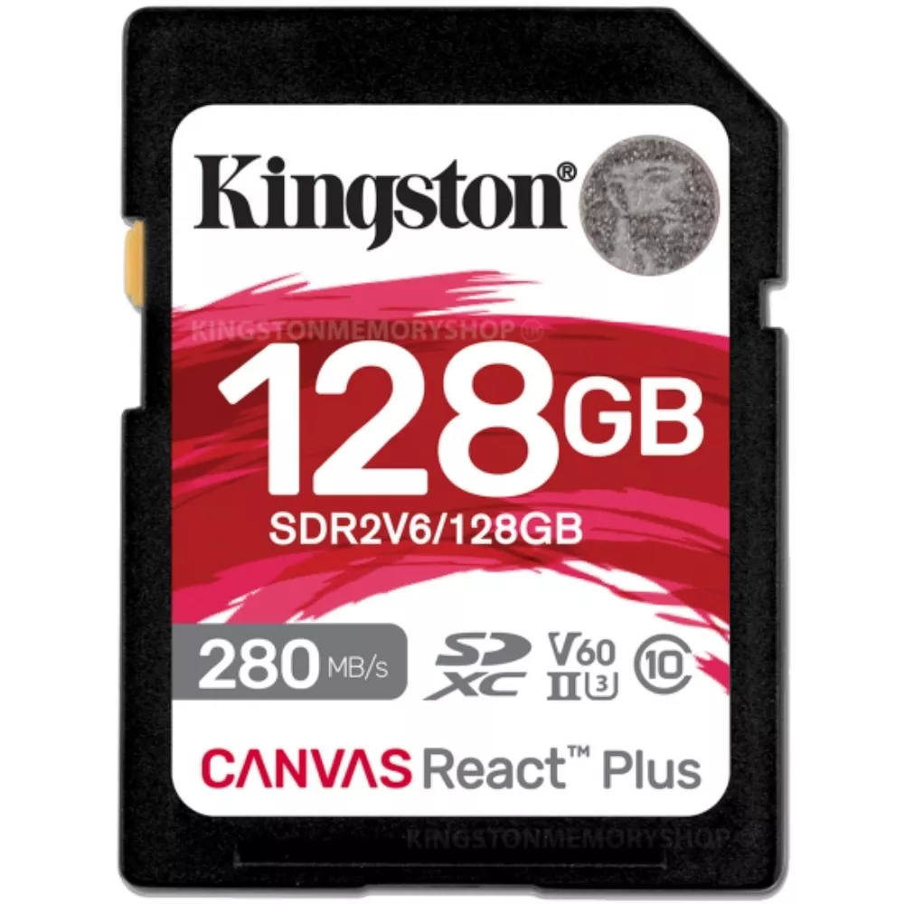 128GB SD Class10 UHS-II U3 (V60) Kingston Canvas React Plus V60, Ultimate, Read: 280Mb/s, Write: 100Mb/s, Capture 4K Ultra-HD high-speed shots withou фото