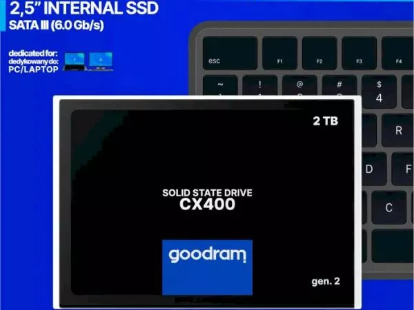 2.5" SSD 2.0TB GOODRAM CX400 Gen.2, SATAIII, Sequential Reads: 550 MB/s, Sequential Writes: 500 MB/ фото