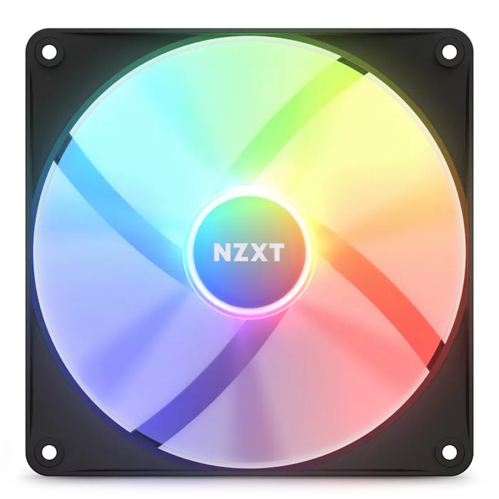 PC Case Fan NZXT F140 RGB Core, 140x140x26mm, <34.48dB, 90.79CFM, 500-1500RPM, FDB, 4 Pin, PWM, RGB, 8 LED, Black фото