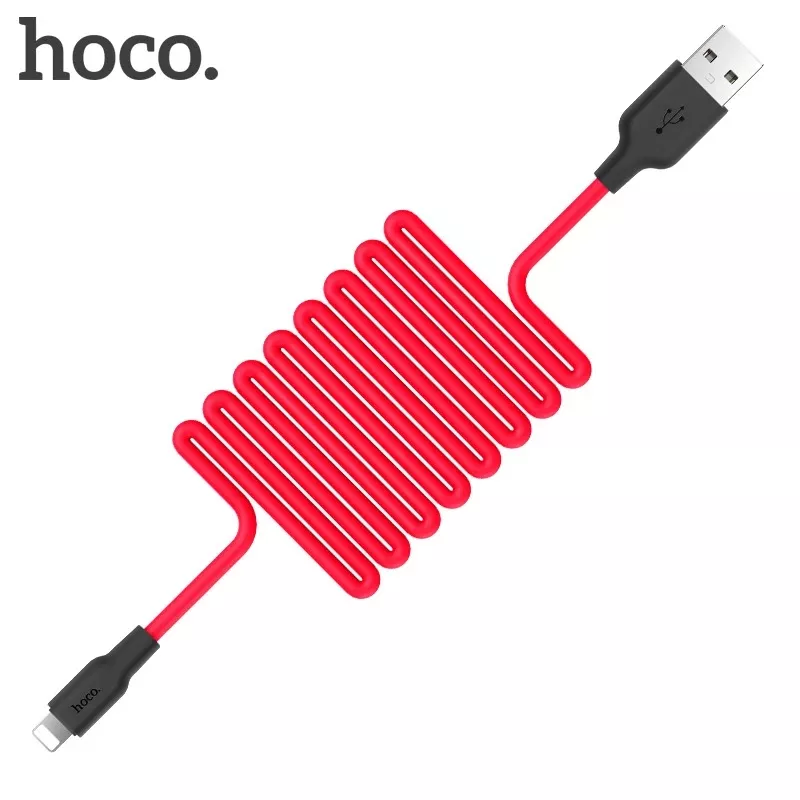 HOCO X21 Silicone micro charging cable (1m), black＆red фото