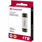 2.0TB Transcend Portable SSD ESD310S Silver, USB-A/C 3.2 (71.3x20x7.8 mm, 11g, R/W:1050/950 MB/s) фото