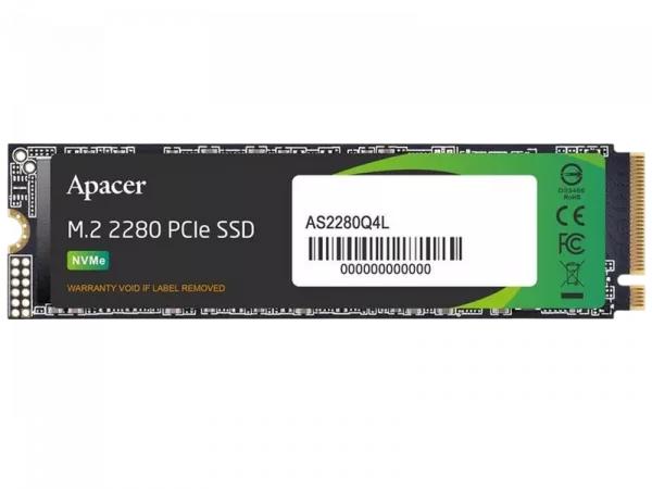 M.2 NVMe SSD 1.0TB Apacer AS2280Q4L [PCIe 4.0 x4, R/W:3600/3000MB/s, 600K IOPS, 3D NAND TLC] фото