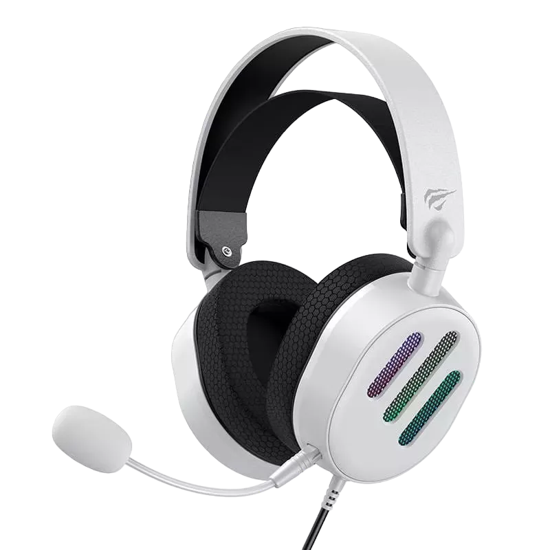 Gaming Headset Havit H2038U, 50mm driver, 20-20kHz, 24 Ohm, 114dB, On-earcup control, Detachable Mic, v7.1, RGB, 2.1m, USB, White фото