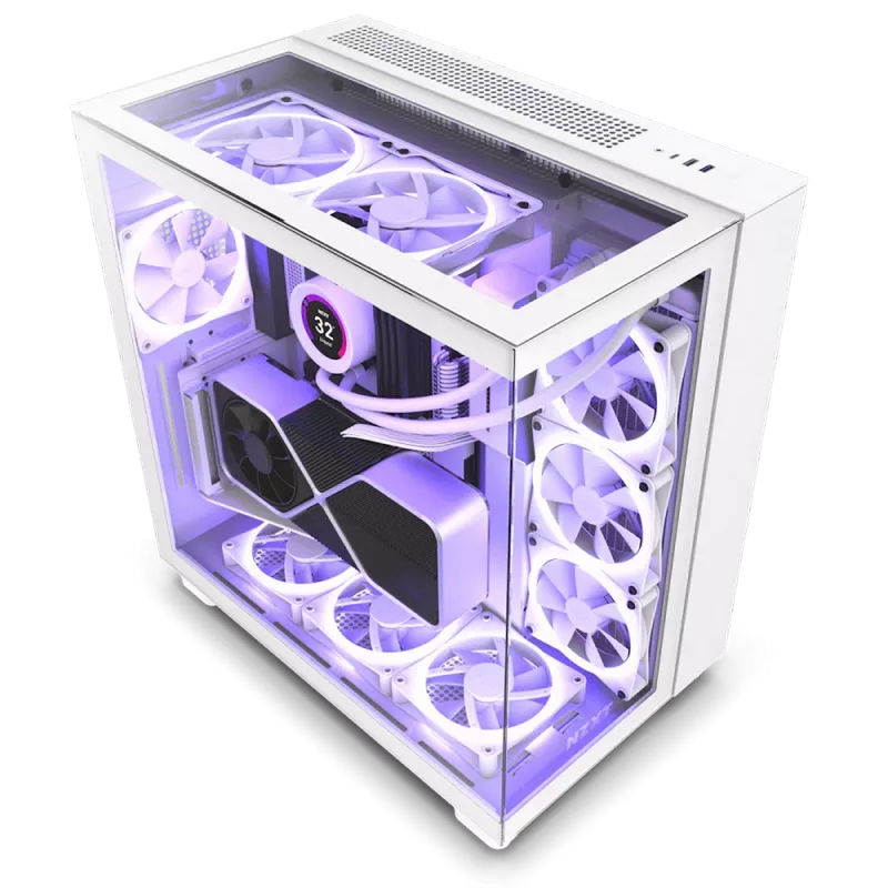 Case ATX NZXT H9 Flow, 4x120mm, Dual-Chamber, Front
