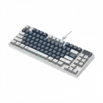 Gaming Keyboard Havit KB884L, Mechanical, All keys roll-over, Gasket Structure, Macro, TFT Display, 83 Keys, 50M, RGB, 1.8m, USB, EN/RU, White/Blue фото