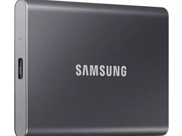 2.0TB (USB3.2/Type-C) Samsung Portable SSD T7 , Grey (85x57x8mm, 58g, R/W:1050/1000MB/s) фото