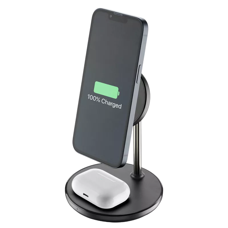 Wireless Charger Cellularline Mag Duo, Black фото